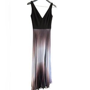 Betsy & Adam size 4 GUC Red Pleated V-Neck Maxi Dress- seee full description